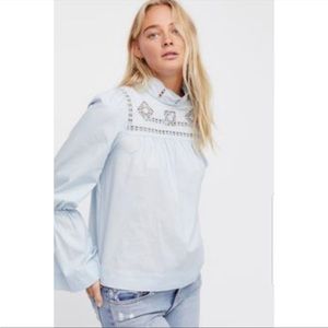 Light Blue Free People Another Eternity Blouse